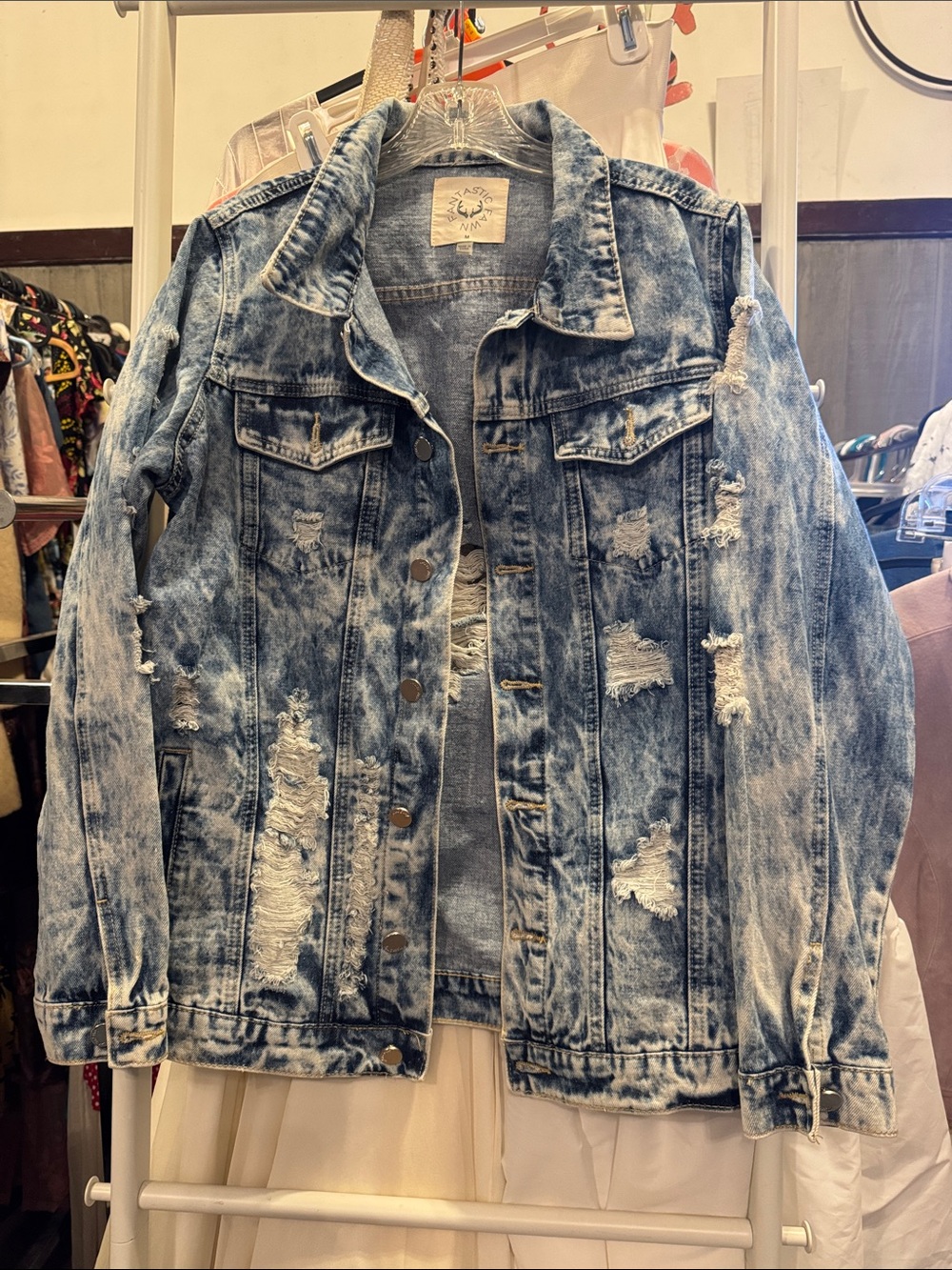 Fantastic Fawn Light Blue Acid-Wash Denim Jacket